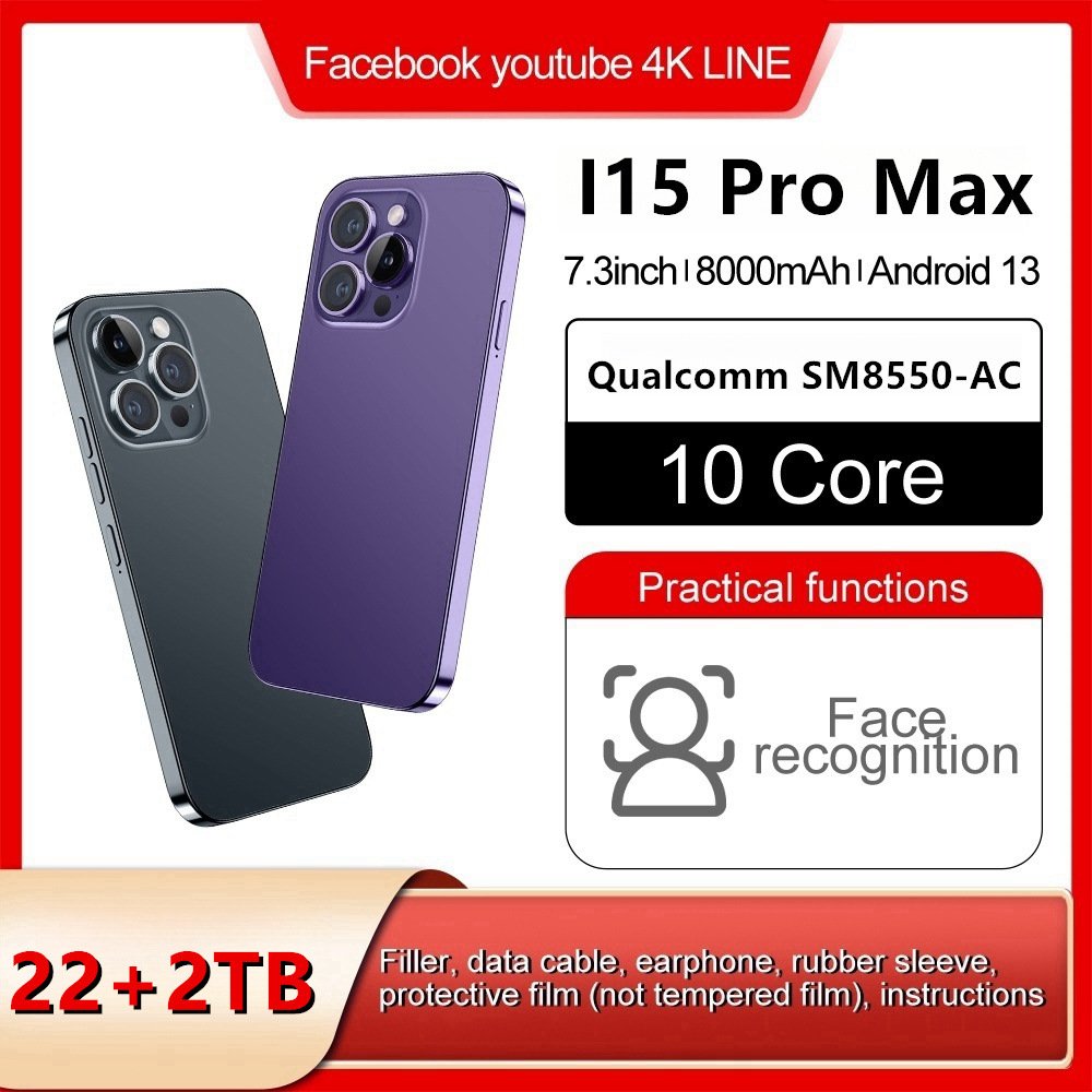Global Version New Phone 15 Pro max 4G 5G Cell Phone 10-core Dual Sim Card 15 pro max 6.7 Inch HD Screen